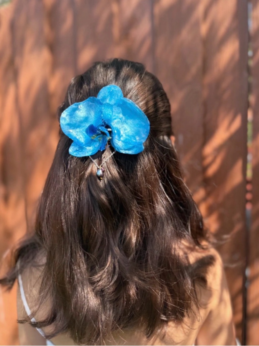 Blue Floral Hair Clip for Kids - Decorative Orchid Accessory